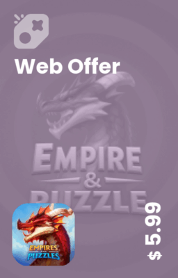 تصویر افر 6 دلاری وبسایت Empires & puzzles