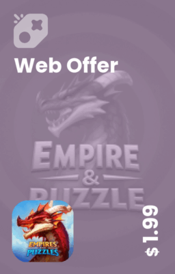 تصویر افر 2 دلاری وبسایت Empires & puzzles
