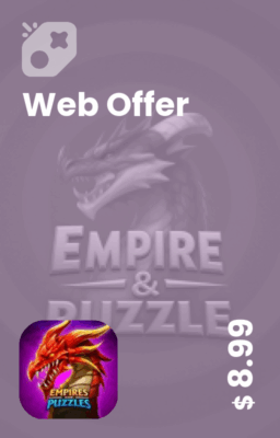 تصویر افر 9 دلاری وبسایت Empires & puzzles