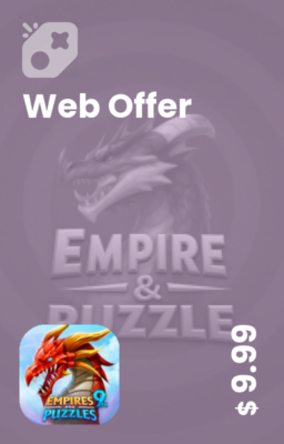 تصویر افر 10 دلاری وبسایت Empires & puzzles