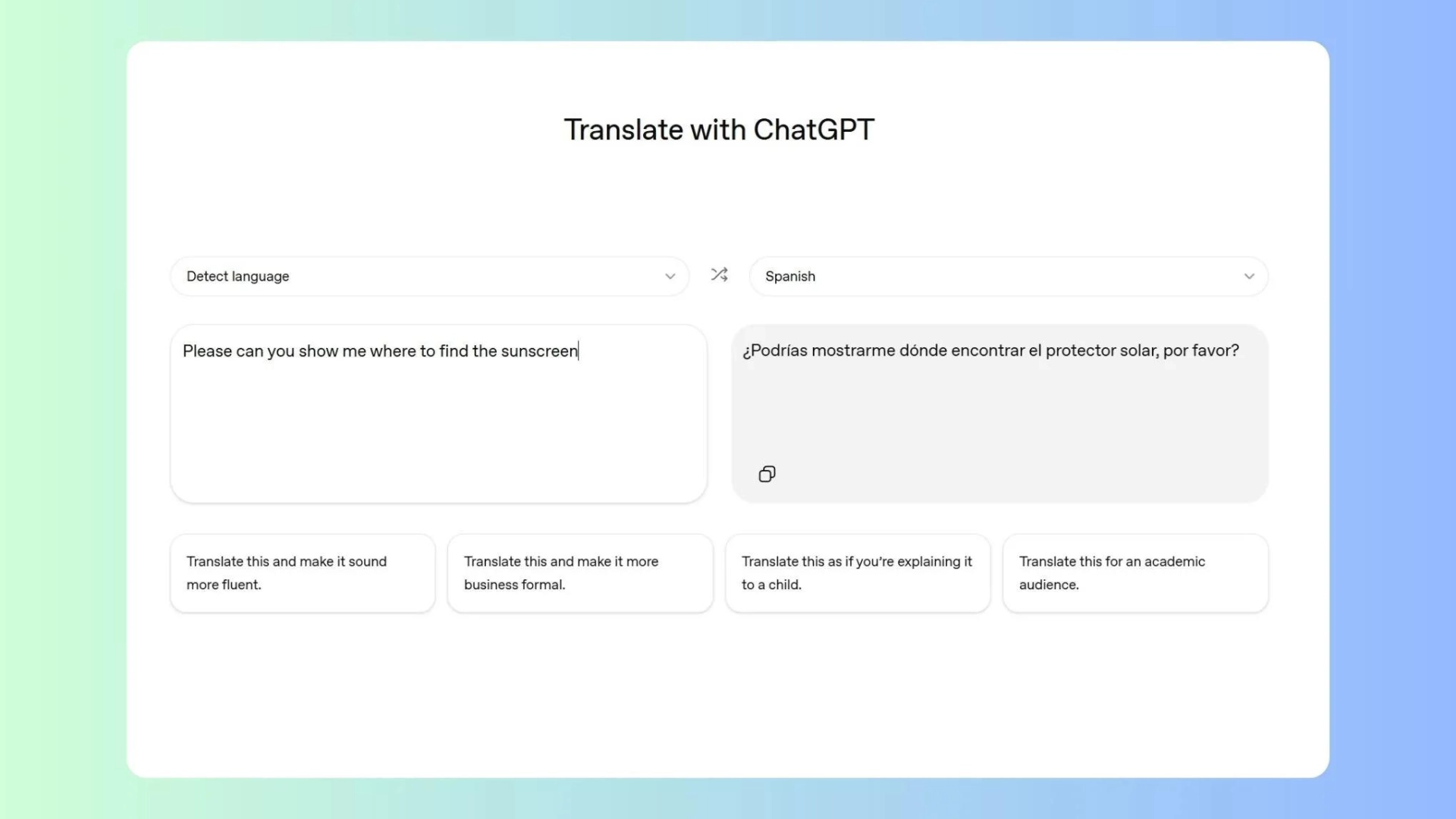 رابط ترجمه متن با ChatGPT برای ترجمه زبان‌های مختلف