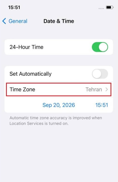آپدیت تاریخ و زمان